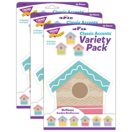 Trend Garden Birdhouses Classic Accents Variety Pack, 108PK T10680